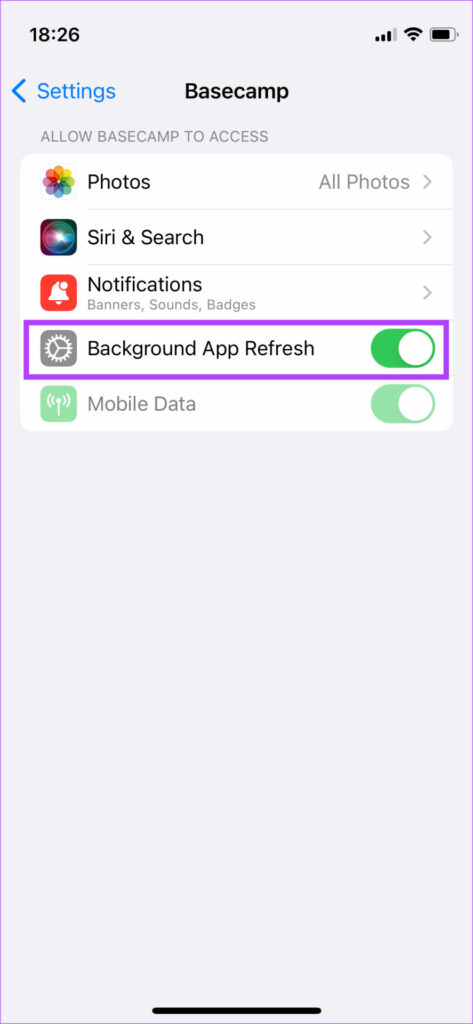 Background app refresh