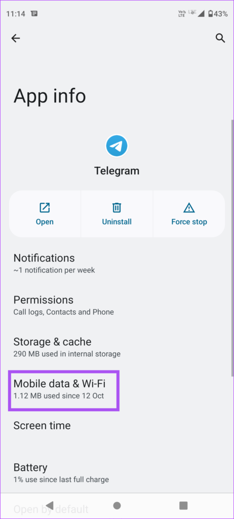 mobile data and wifi app info telegram android