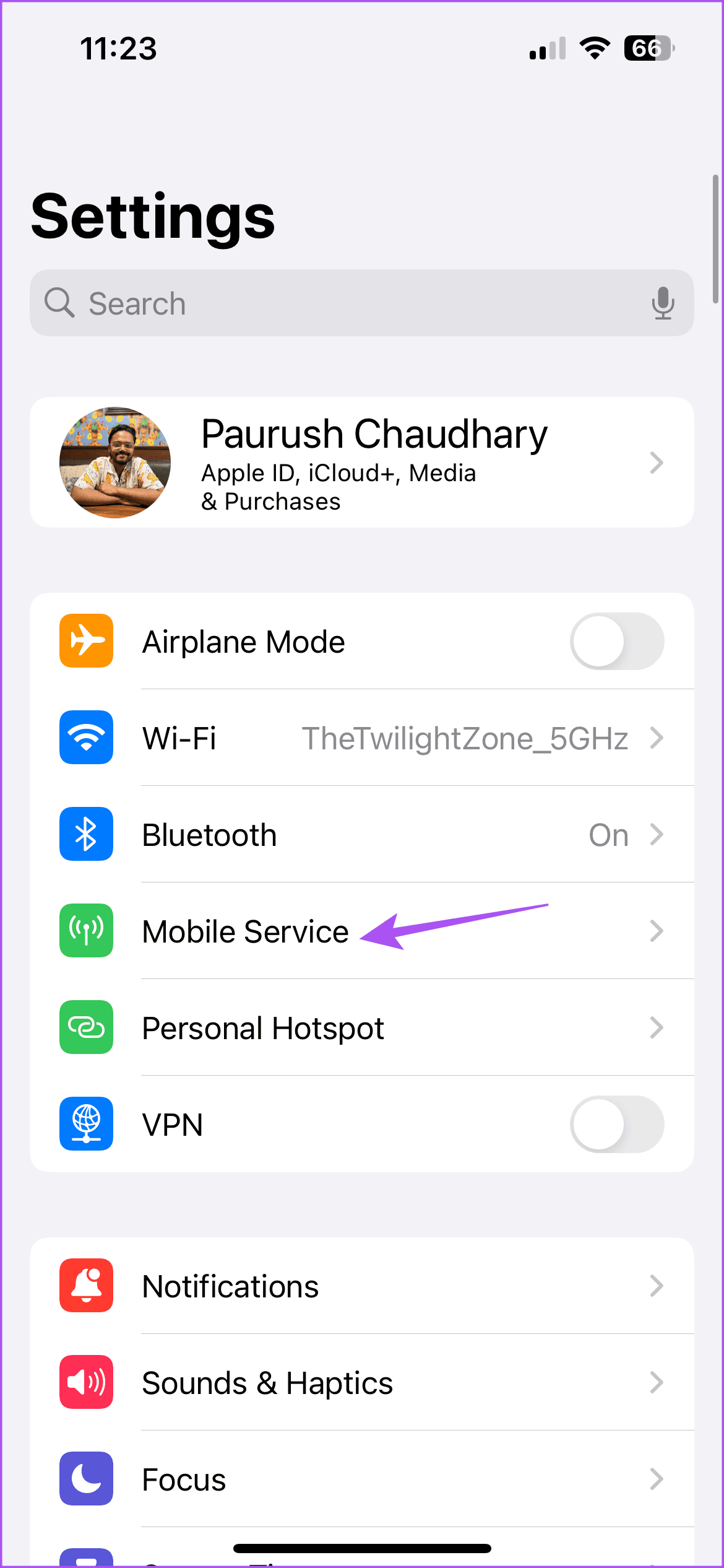 mobile service settings iphone 1