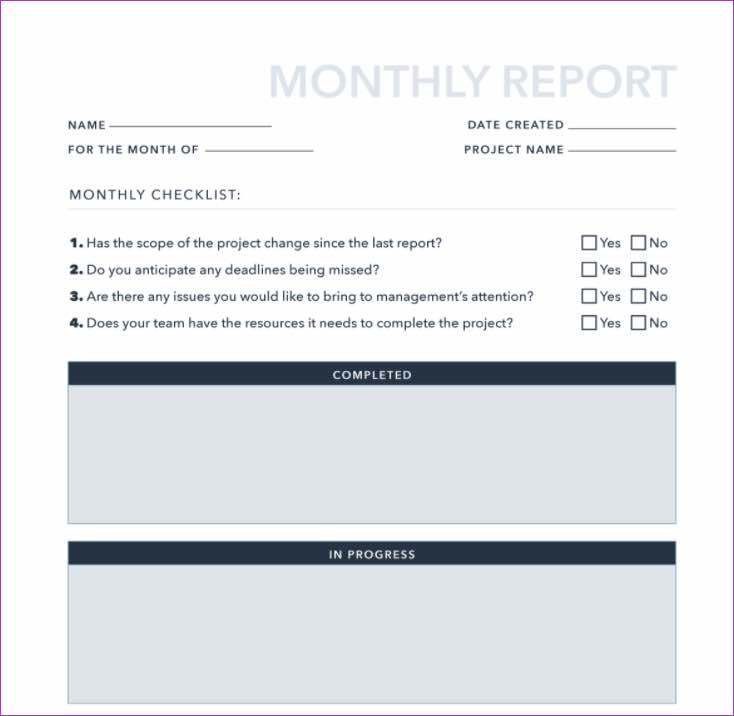 Monthly report for google docs