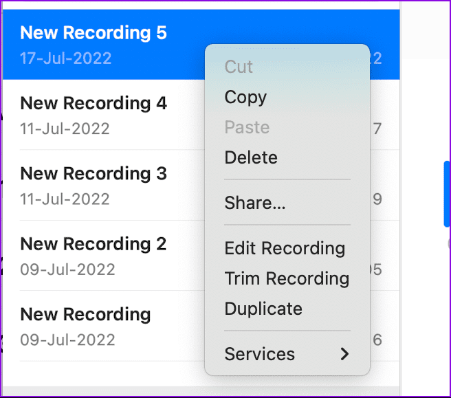 more options audio recording voice memos mac