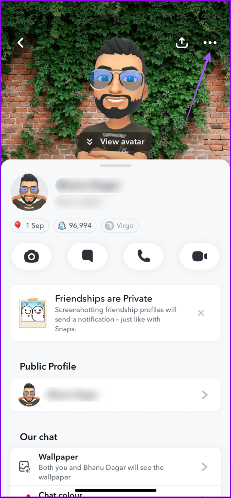 more options profile chat snapchat