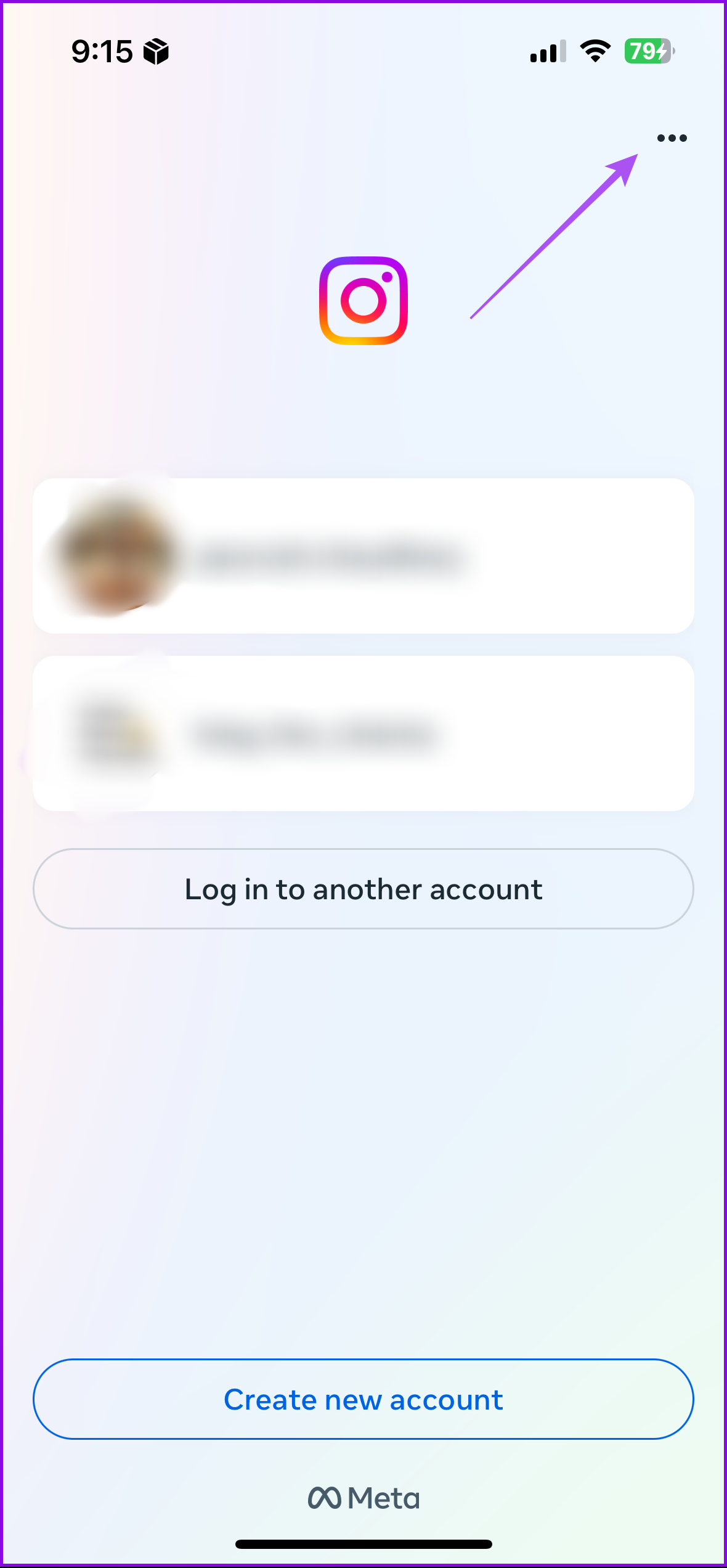 more options remembered instagram accounts screen