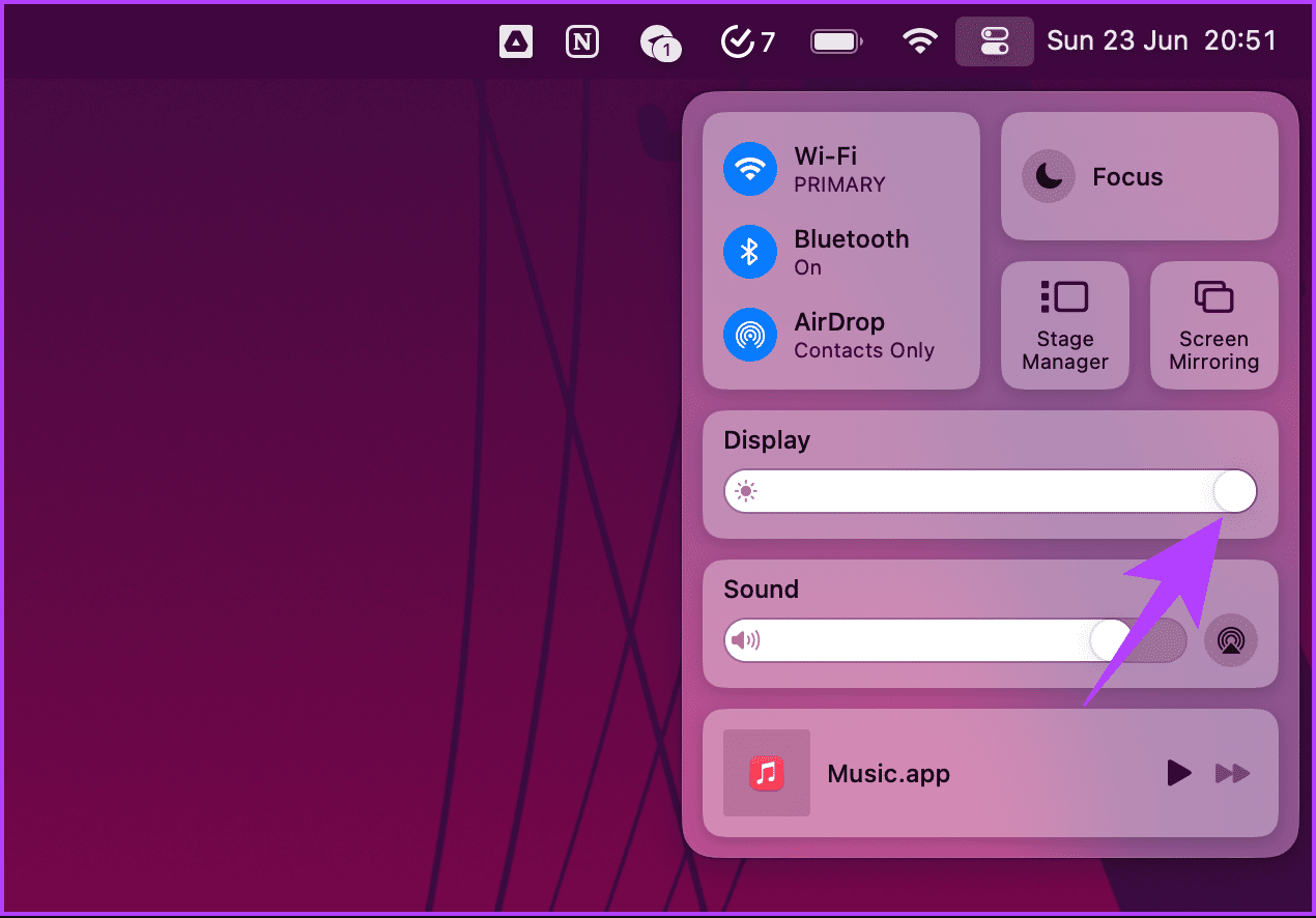 move the slider to the left to darken