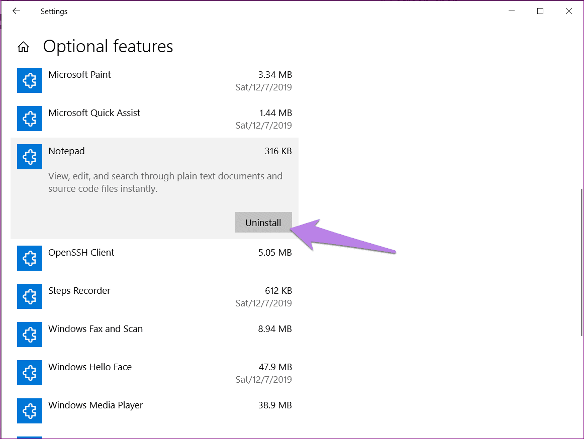 Notatnik brakuje w komputerze Windows 10