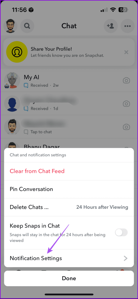 notification settings chats snapchat