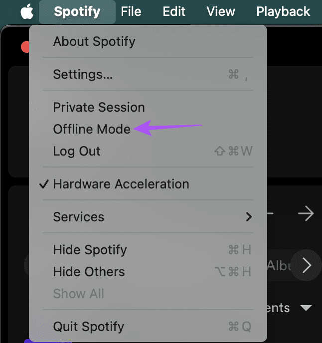 offline mode spotify Mac