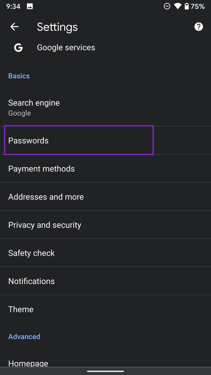 Open chrome password menu