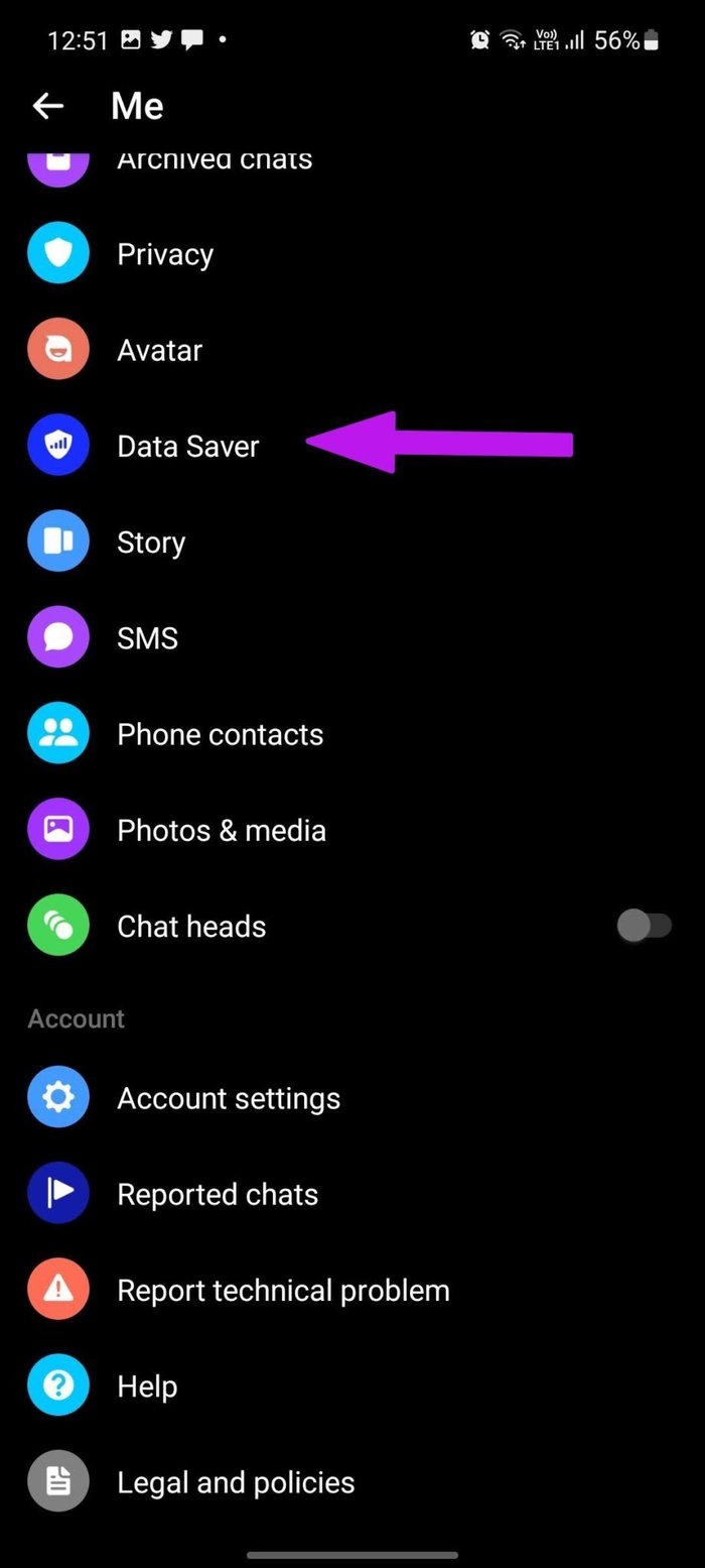 Open data saver fix messenger lag on android