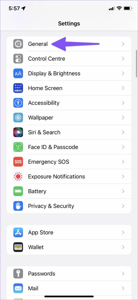 Go to Settings and open General 