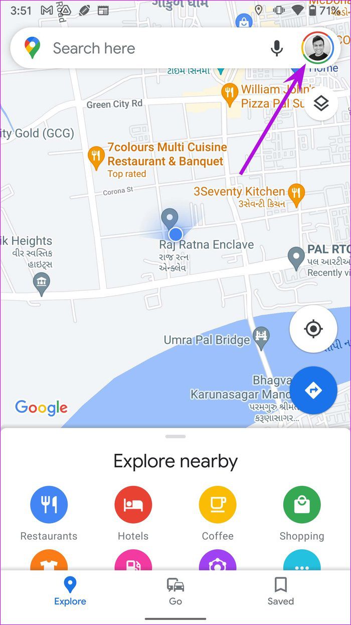 Open google maps profile
