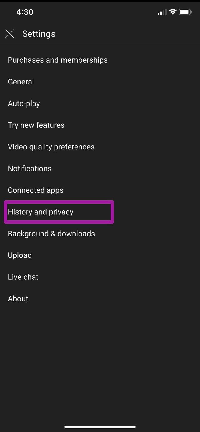 Open history and privacy in youtube