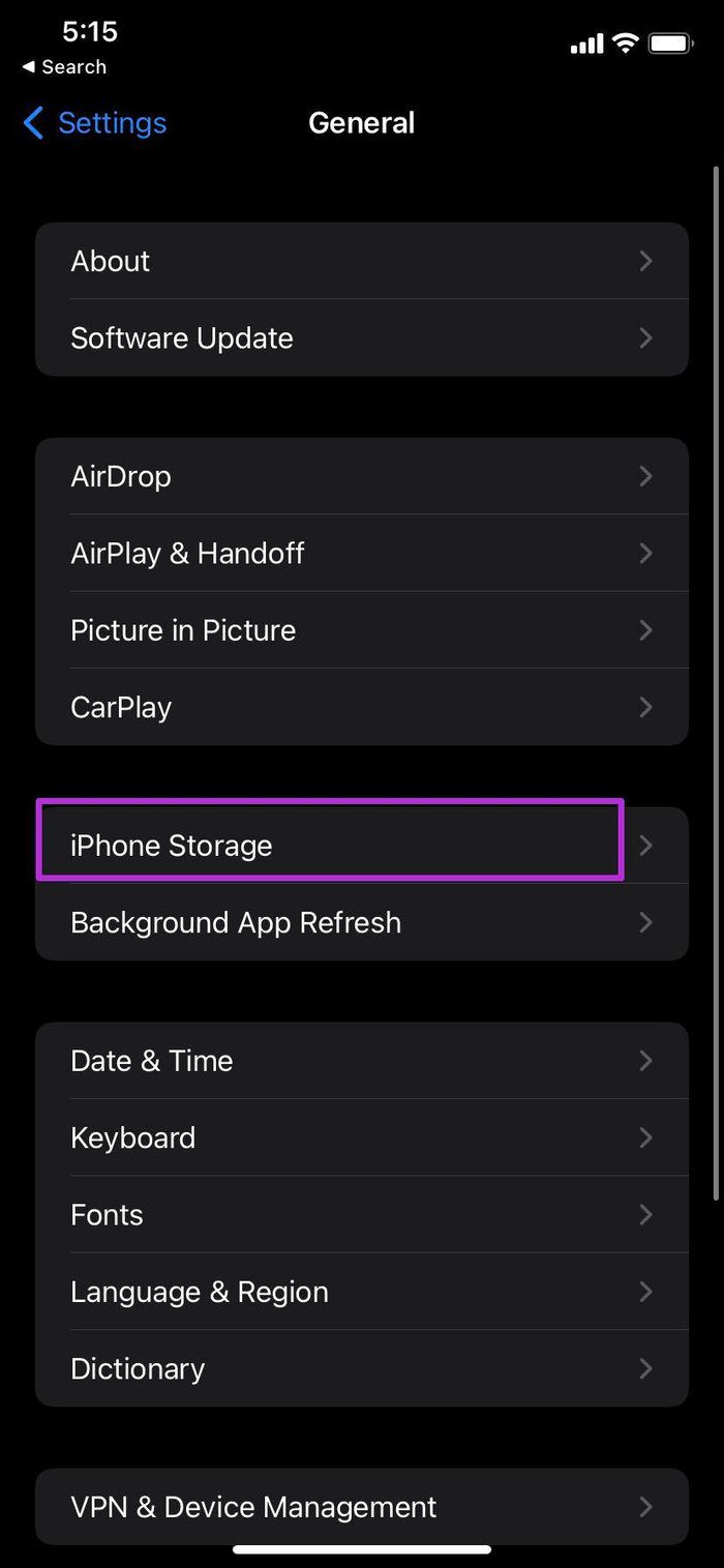 Open iphone storage