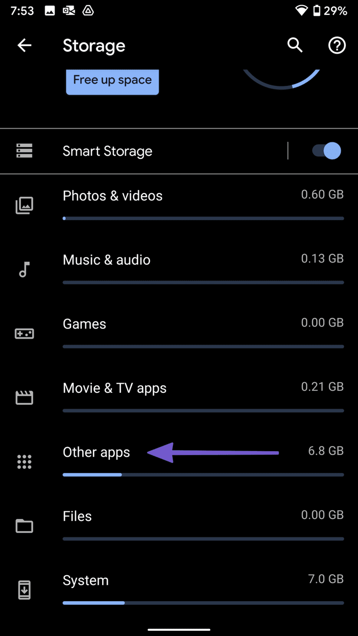Open other apps menu