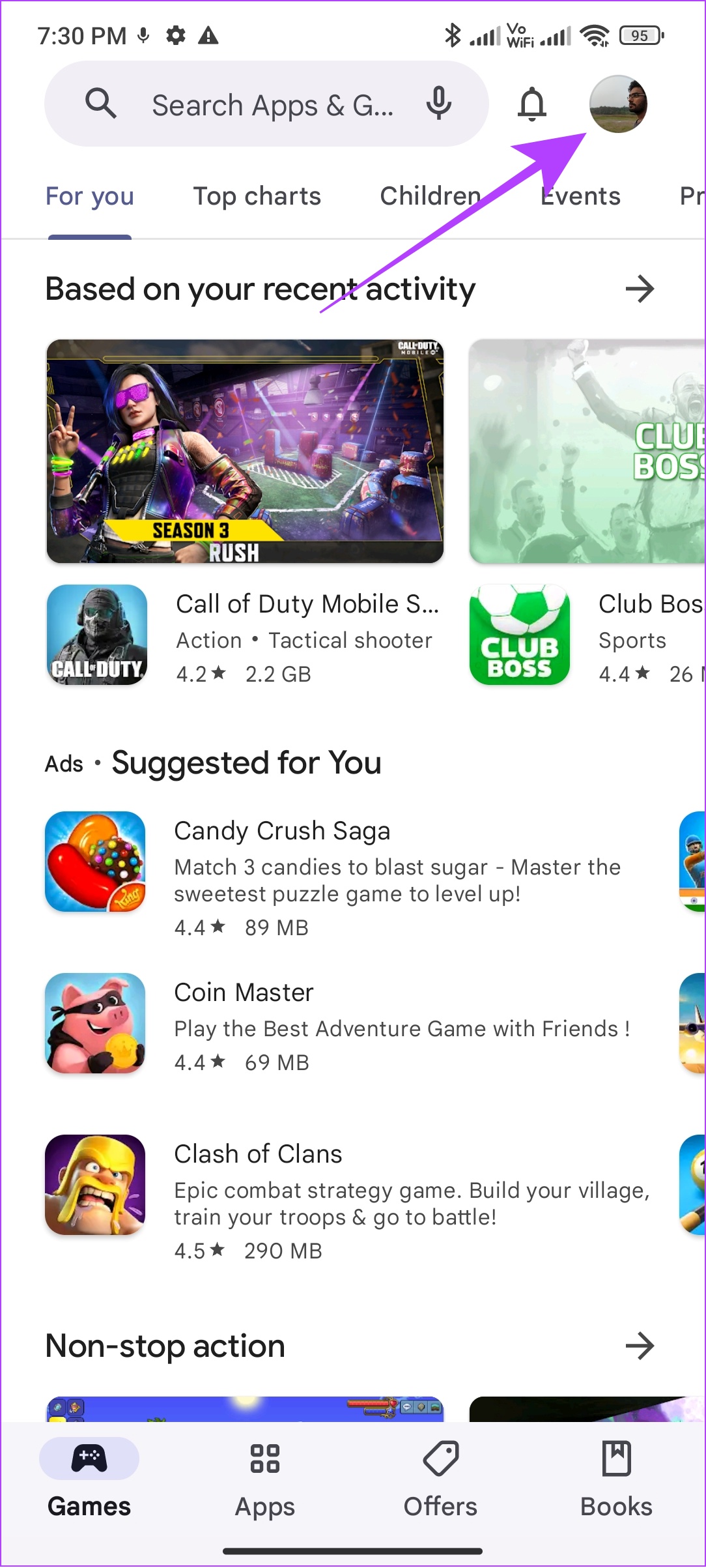 open play Store and tap your profile