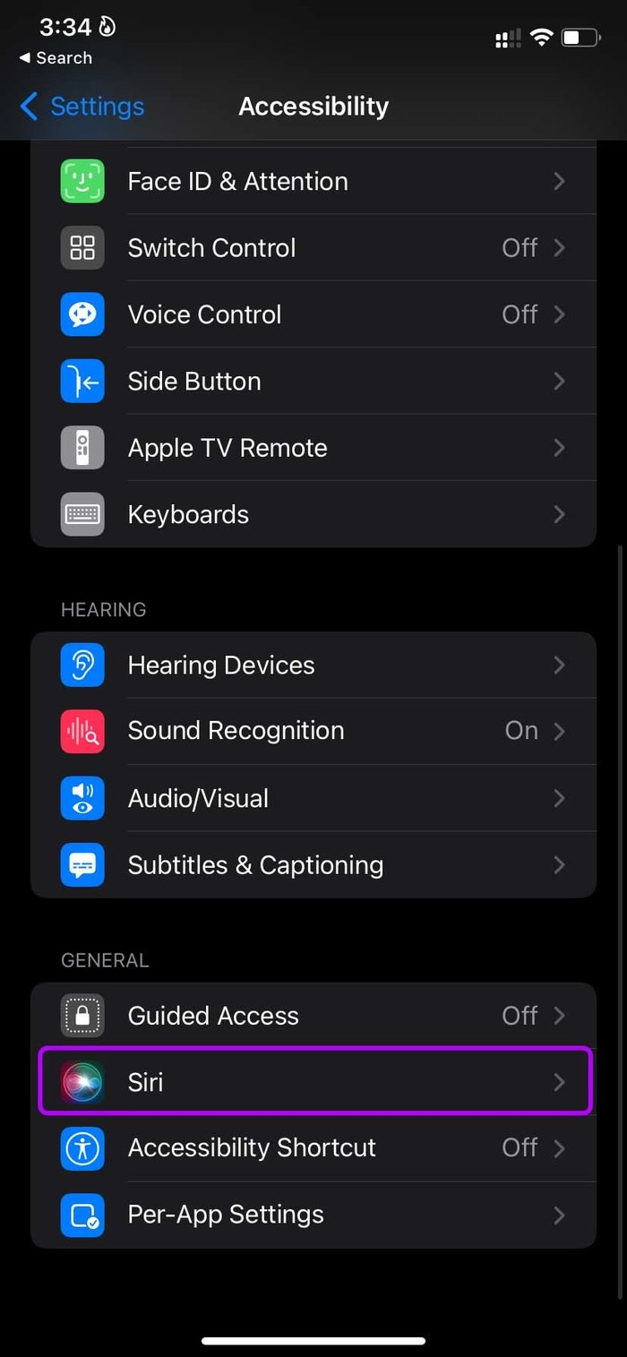 Open siri in accessibility fix siri not playing songs from Apple Music