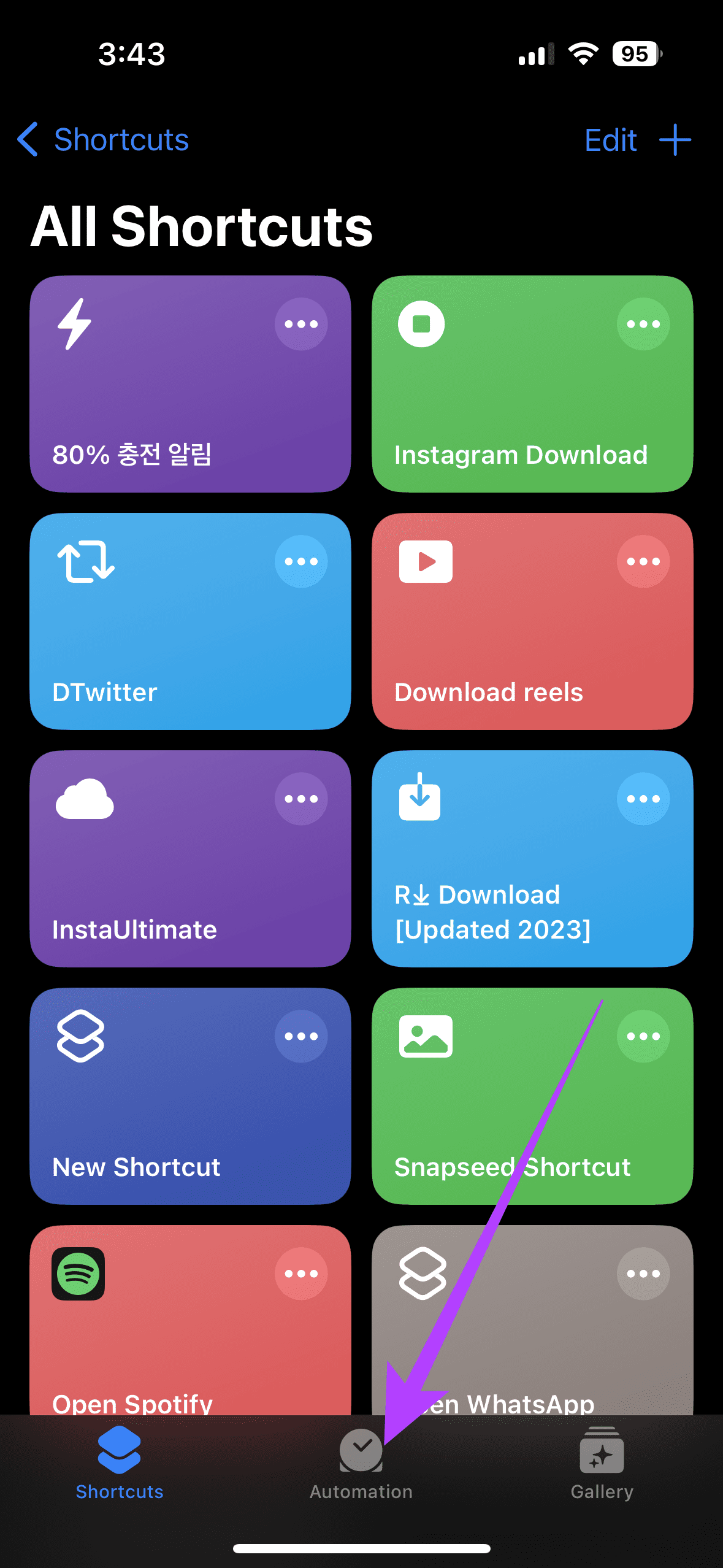 open the Shortcuts app and switch to the Automation tab from the bottom new
