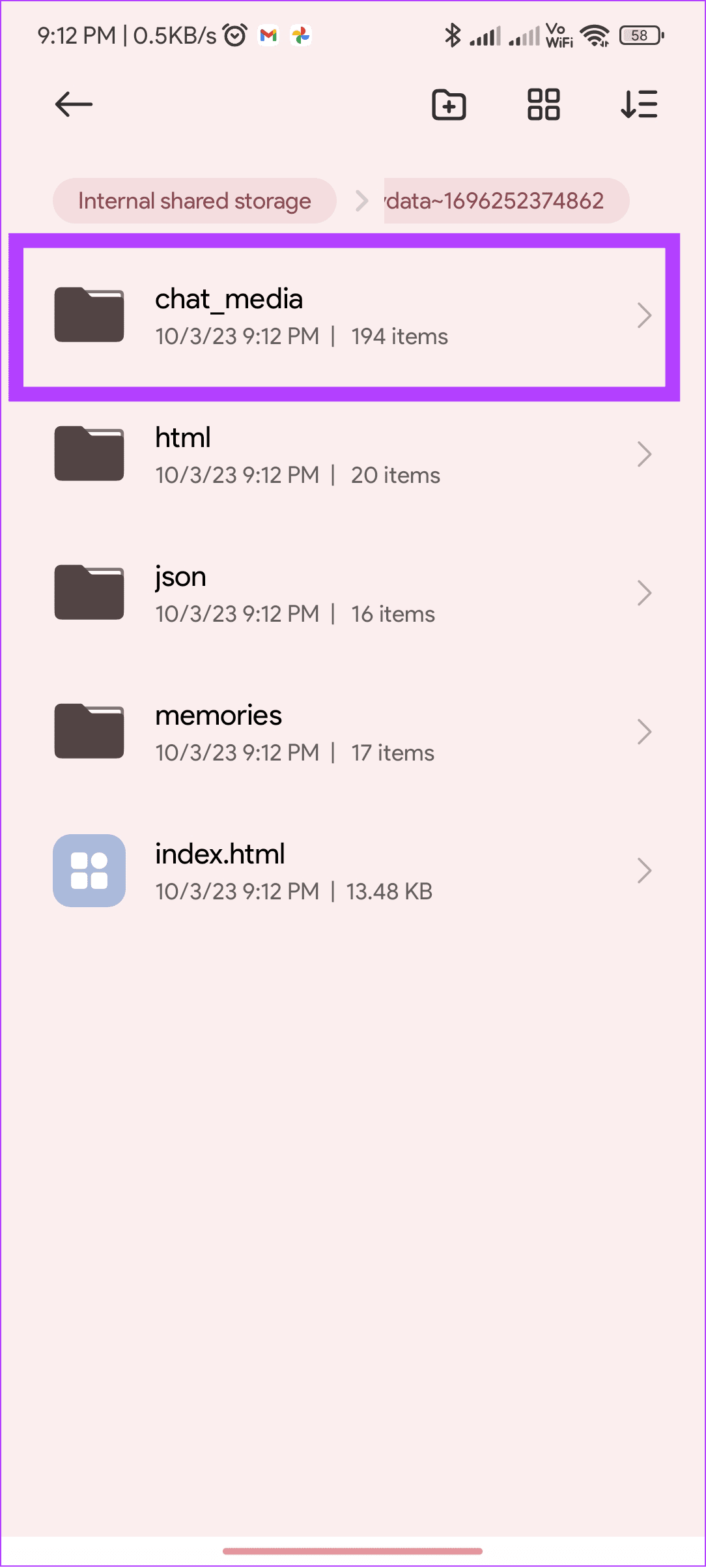 open the chat media folder