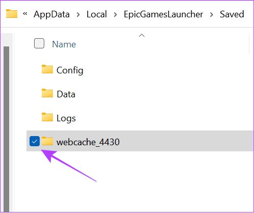 open the webcache folder