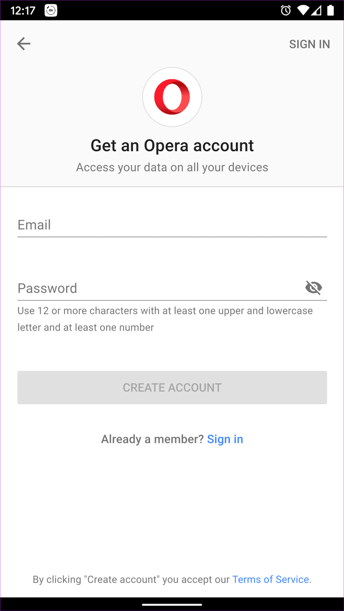 Opera Sign In