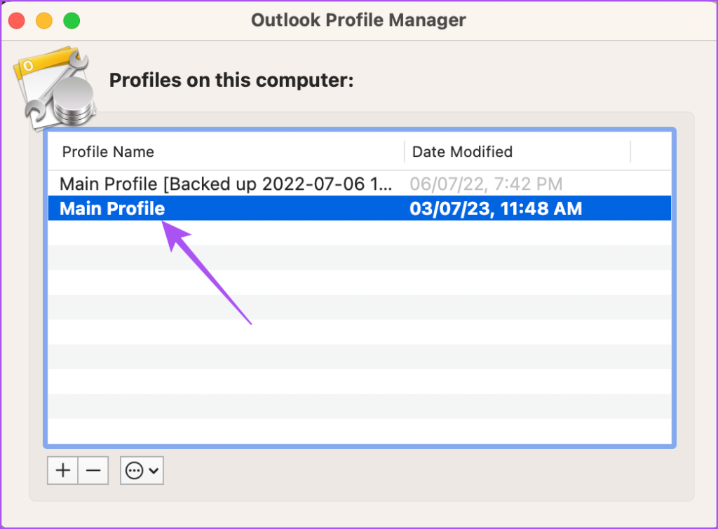 outlook profile manager settings apps finder mac