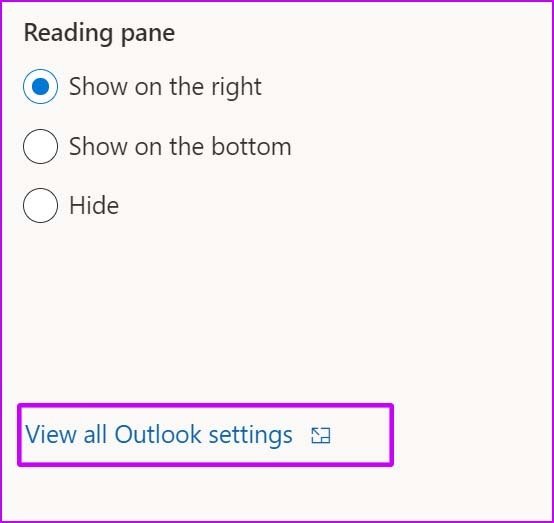 Outlook settings on web