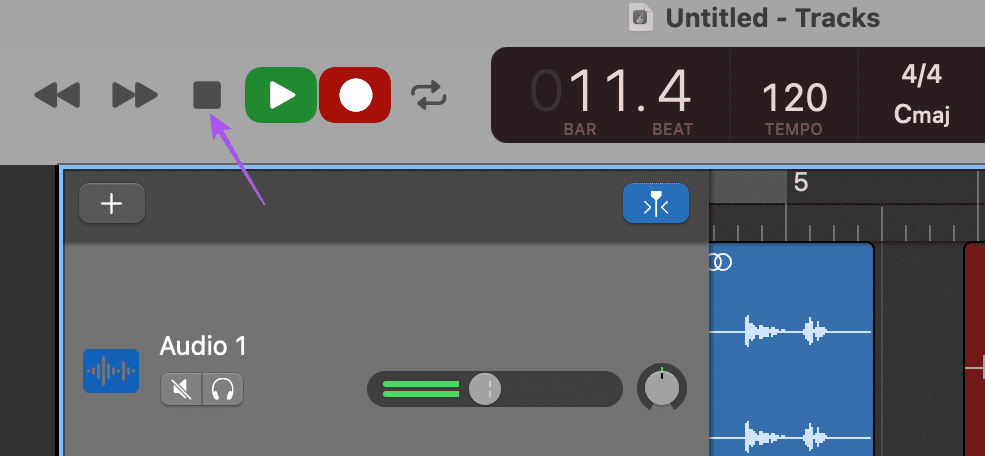 pause audio recording garageband mac
