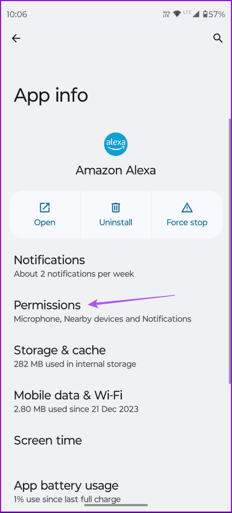 permissions alexa app info android
