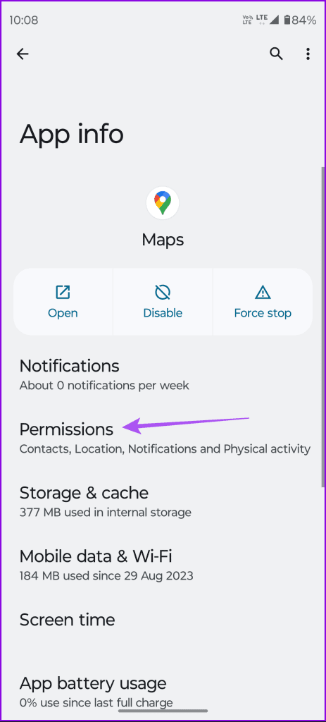permissions app info google maps android
