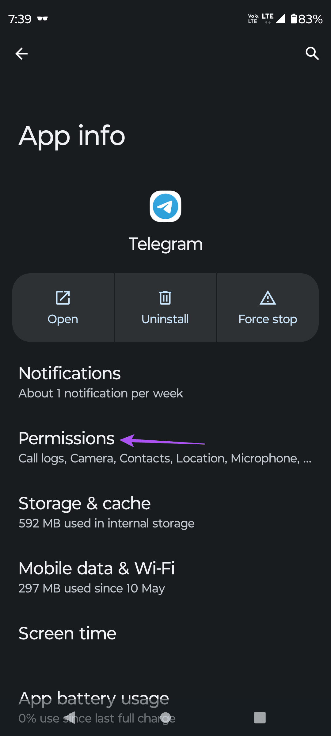 permissions app info telegram