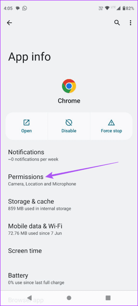 permissions browser android