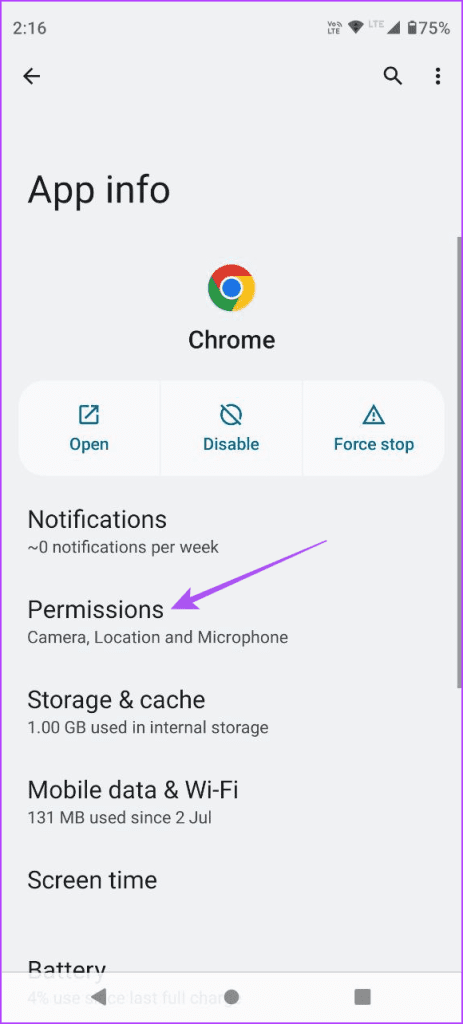 permissions chrome app info android
