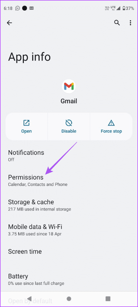 permissions gmail app info android