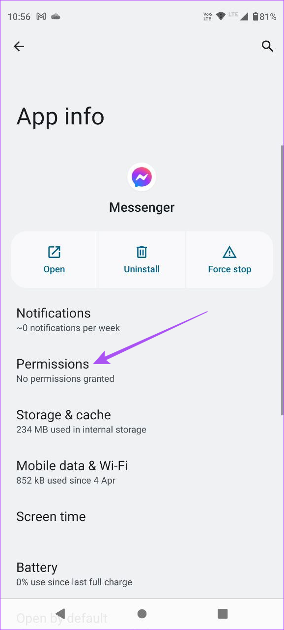 permissions messenger app android