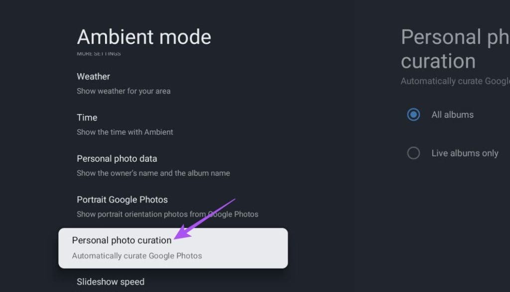 personal photo curation ambient mode google tv