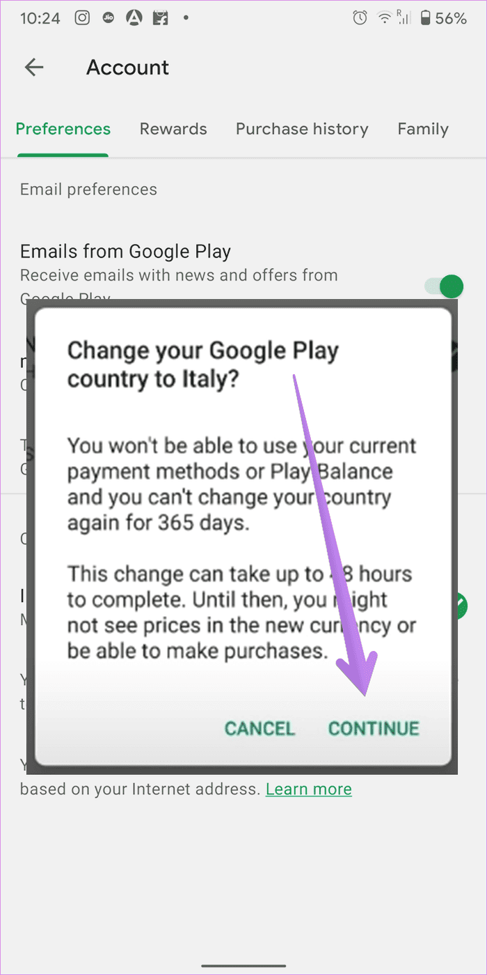 Play store cannot change country 5
