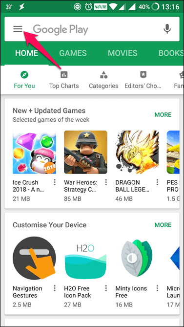Play Store Homepage
