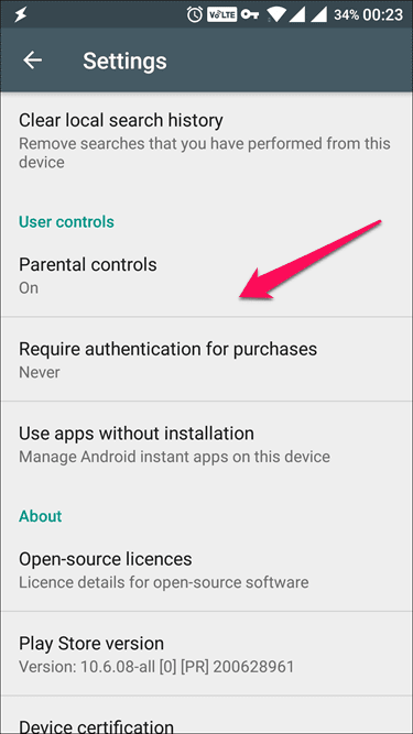 Play Store Purchase Restrictions