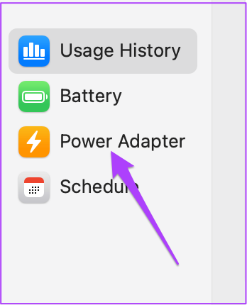 power adapter settings battery mac