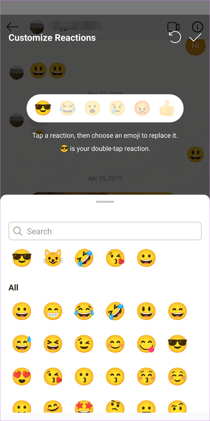 React to instagram messages with different emojis 10a