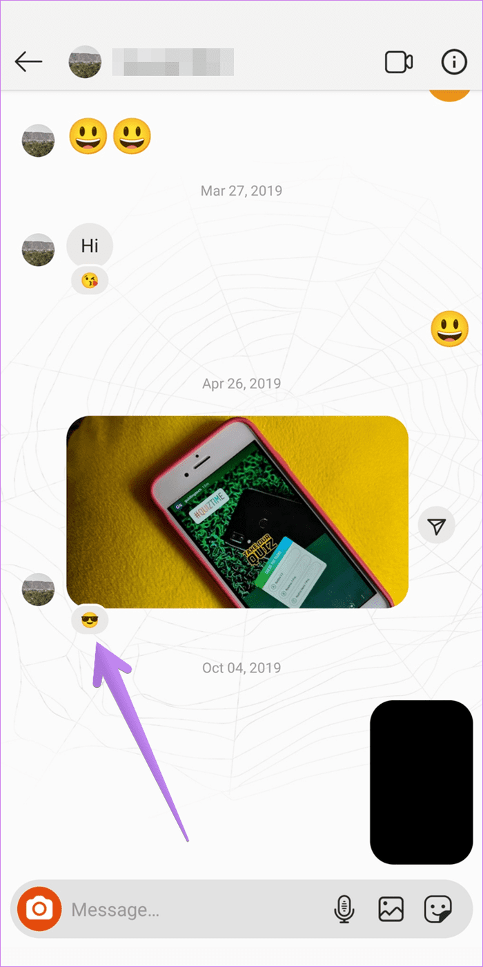 React to instagram messages with different emojis 12
