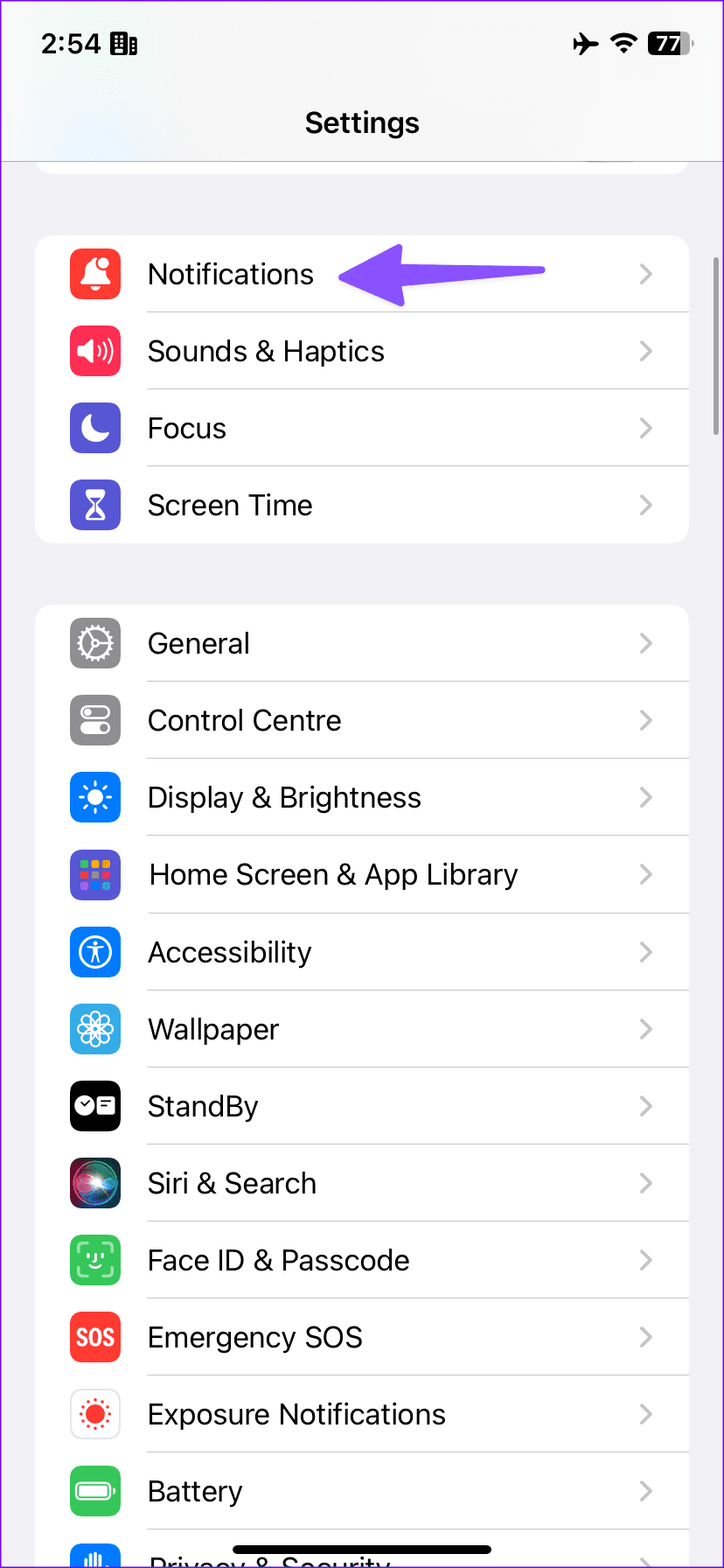 Tap on Notifications