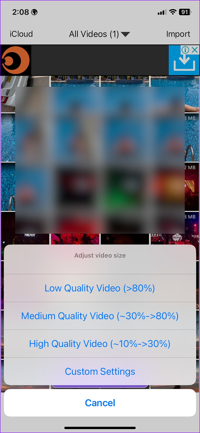Select Video Size
