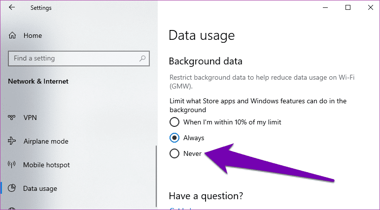 Reduce windows 10 data usage 10