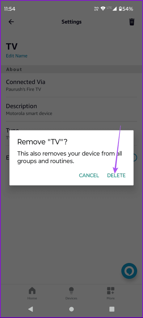 remove device from alexa app