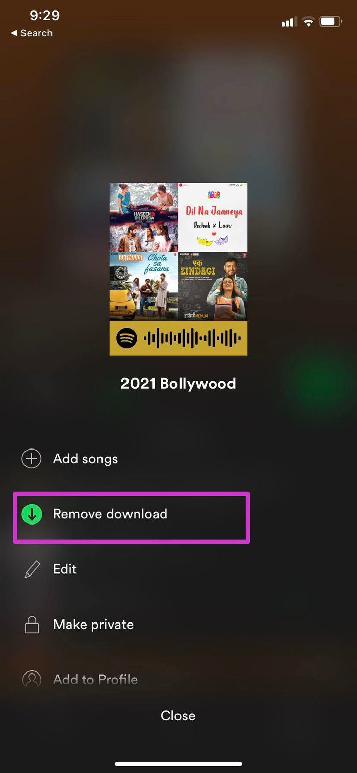 Remove download from spotify