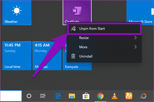 Remove windows 10 start menu tiles programs 01