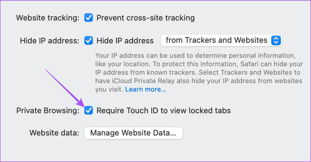 require touch id to view locked tabs mac
