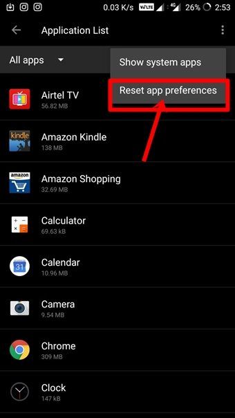 Reset App Preferences Android 12