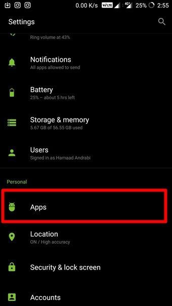 Reset App Preferences Android 9